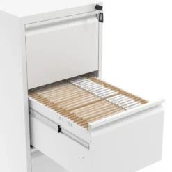Archivador de oficina strong 4 cajones, cierre centralizado, blanco