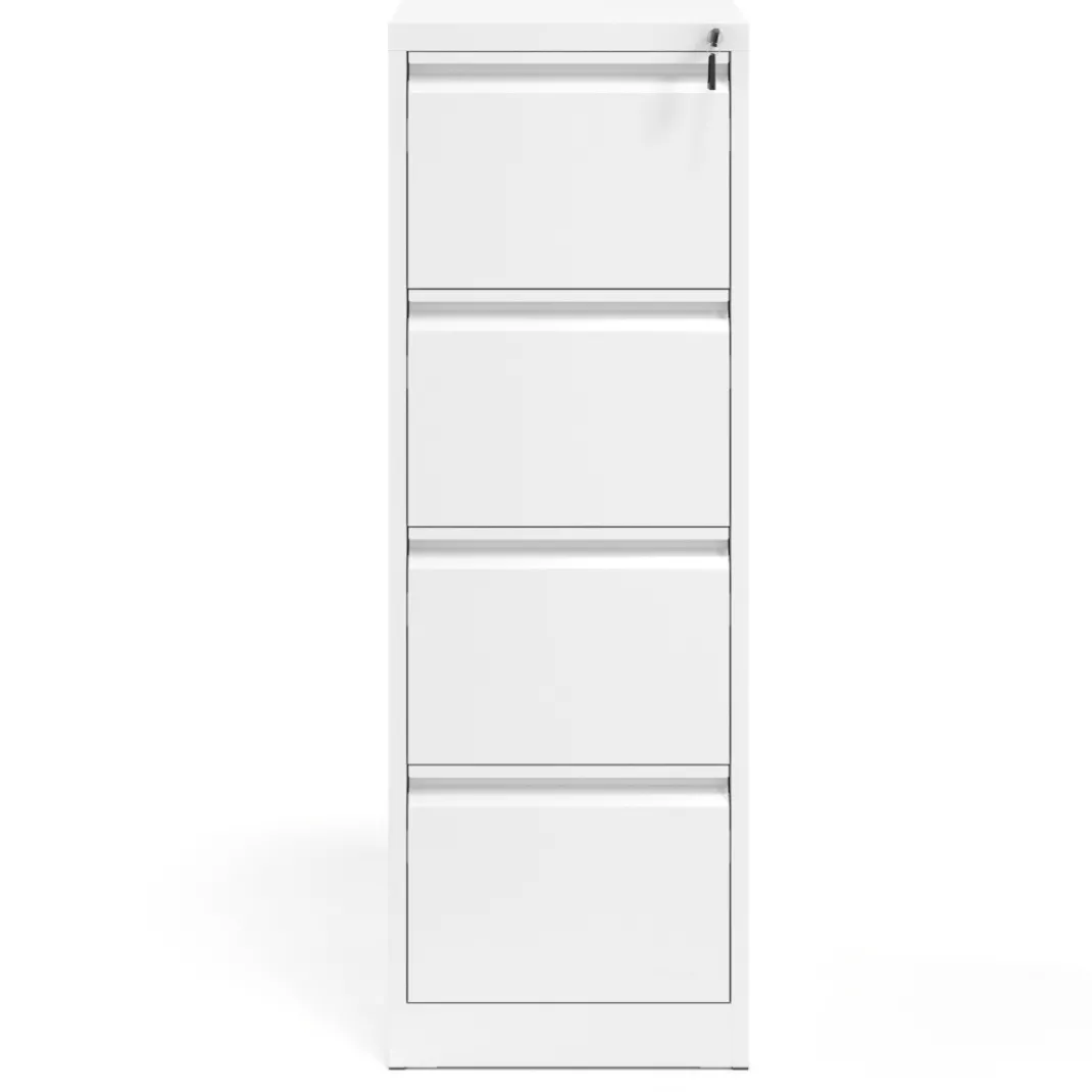 Archivador de oficina strong 4 cajones, cierre centralizado, blanco