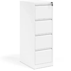 Archivador de oficina strong 4 cajones, cierre centralizado, blanco