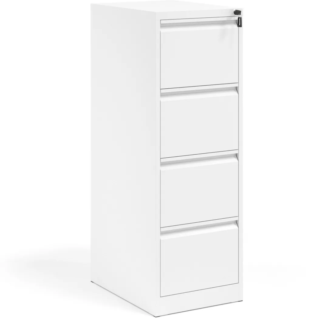 Archivador de oficina strong 4 cajones, cierre centralizado, blanco