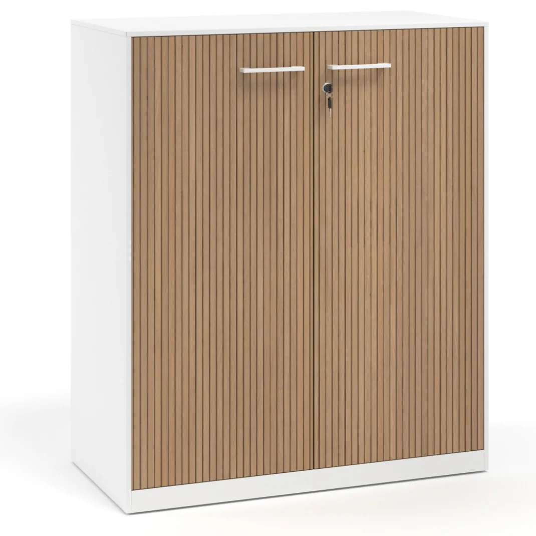 Armario de metal para oficina con puertas de melamina Strong 109x92cm, estructura blanca