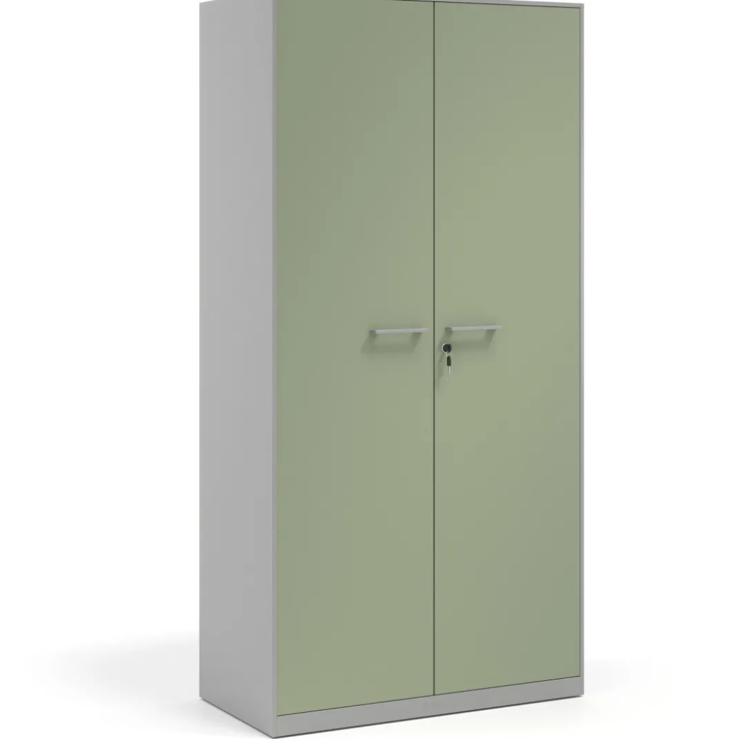 Armario de oficina metálico con puertas de melamina Strong 185x92cm, estructura aluminio
