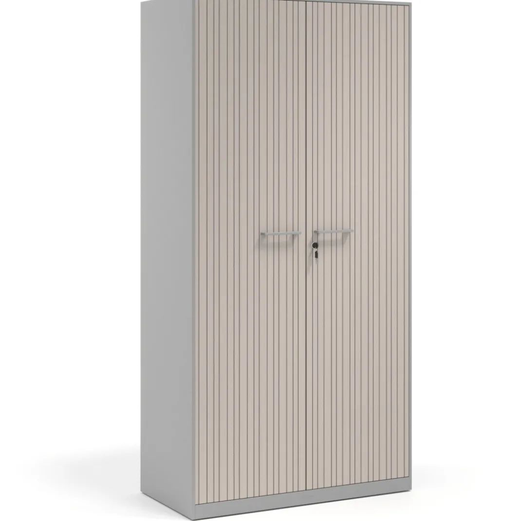 Armario de oficina metálico con puertas de melamina Strong 185x92cm, estructura aluminio
