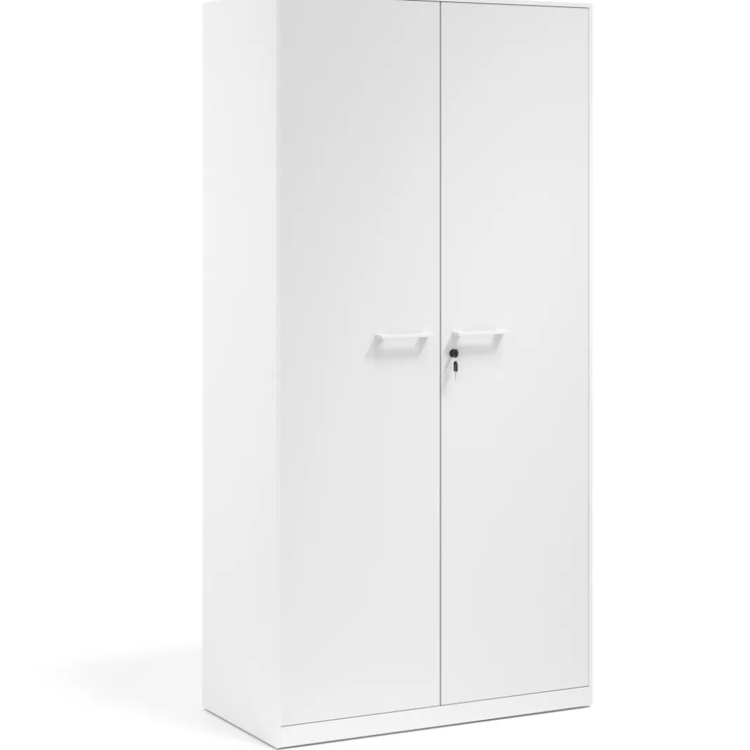 Armario metálico de oficina con puertas de melamina Strong 185x92cm, estructura blanca