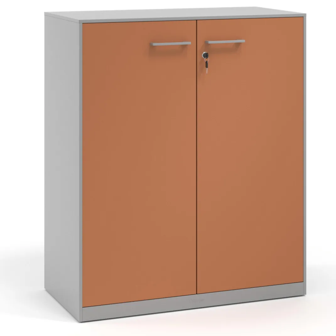 Armario metálico para oficina con puertas de melamina Strong 109x92cm, estructura aluminio