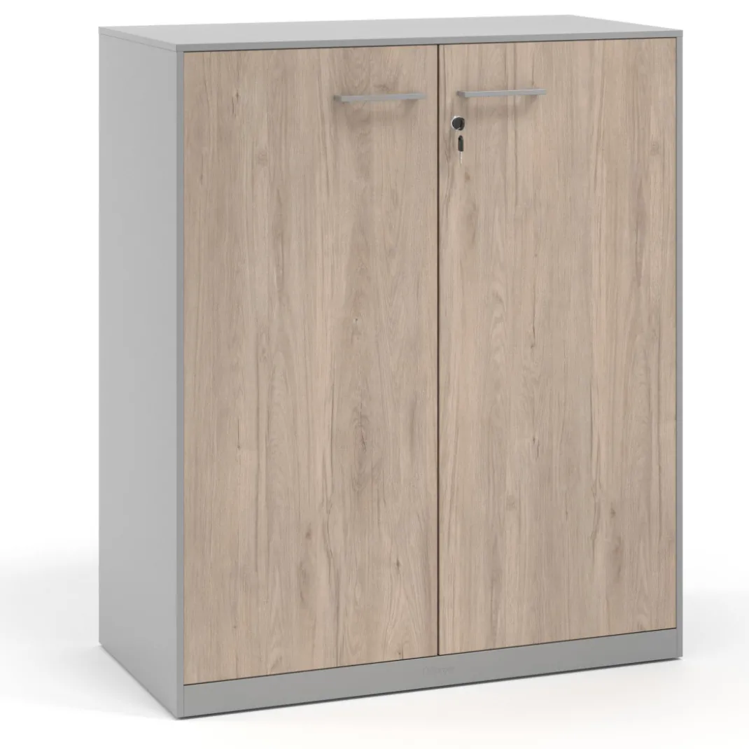 Armario metálico para oficina con puertas de melamina Strong 109x92cm, estructura aluminio