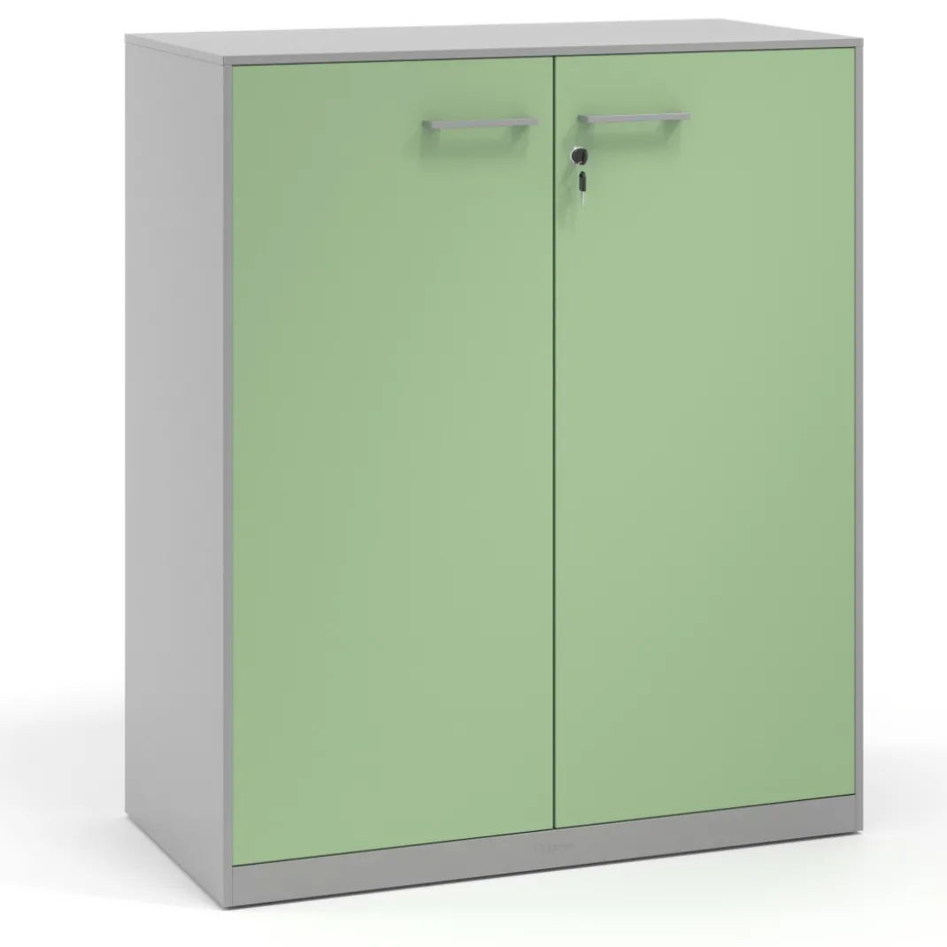 Armario metálico para oficina con puertas de melamina Strong 109x92cm, estructura aluminio