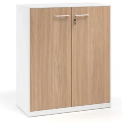 Armario de metal para oficina con puertas de melamina Strong 109x92cm, estructura blanca