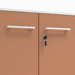 Armario de metal para oficina con puertas de melamina Strong 109x92cm, estructura blanca