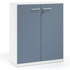 Armario de metal para oficina con puertas de melamina Strong 109x92cm, estructura blanca