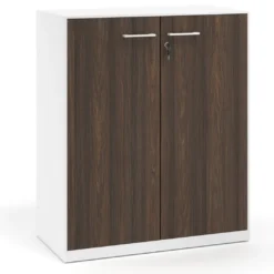 Armario de metal para oficina con puertas de melamina Strong 109x92cm, estructura blanca