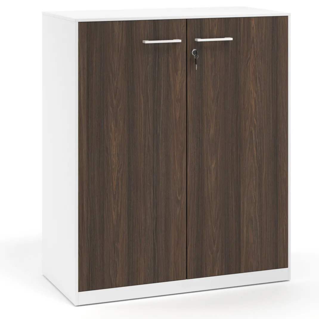 Armario de metal para oficina con puertas de melamina Strong 109x92cm, estructura blanca