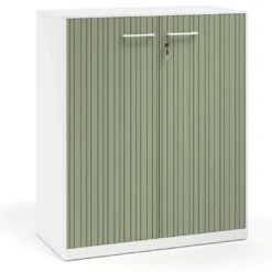 Armario de metal para oficina con puertas de melamina Strong 109x92cm, estructura blanca