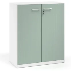Armario de metal para oficina con puertas de melamina Strong 109x92cm, estructura blanca
