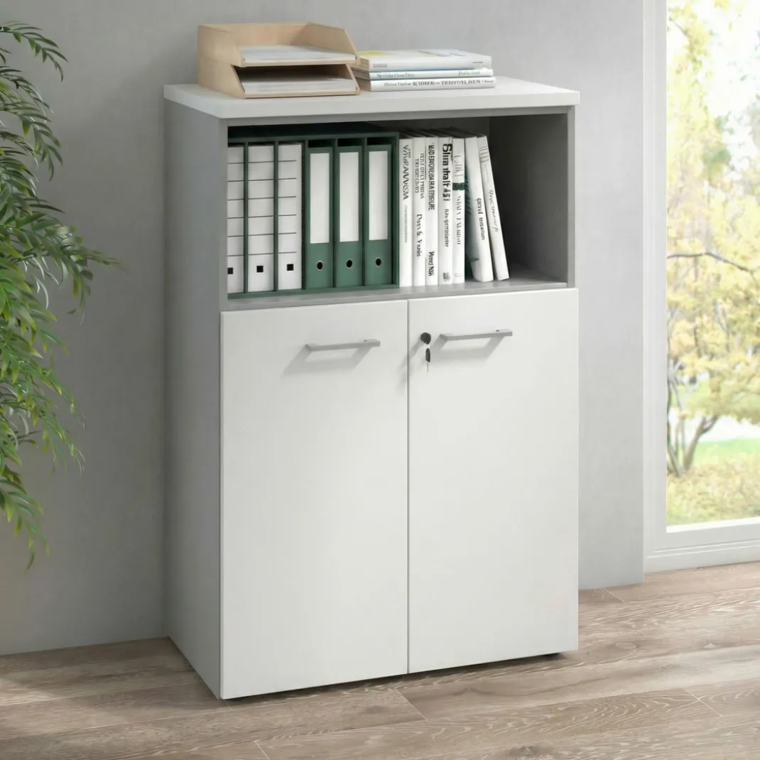 Armario de oficina Basic 3 alturas, medida 116x80 con puerta baja