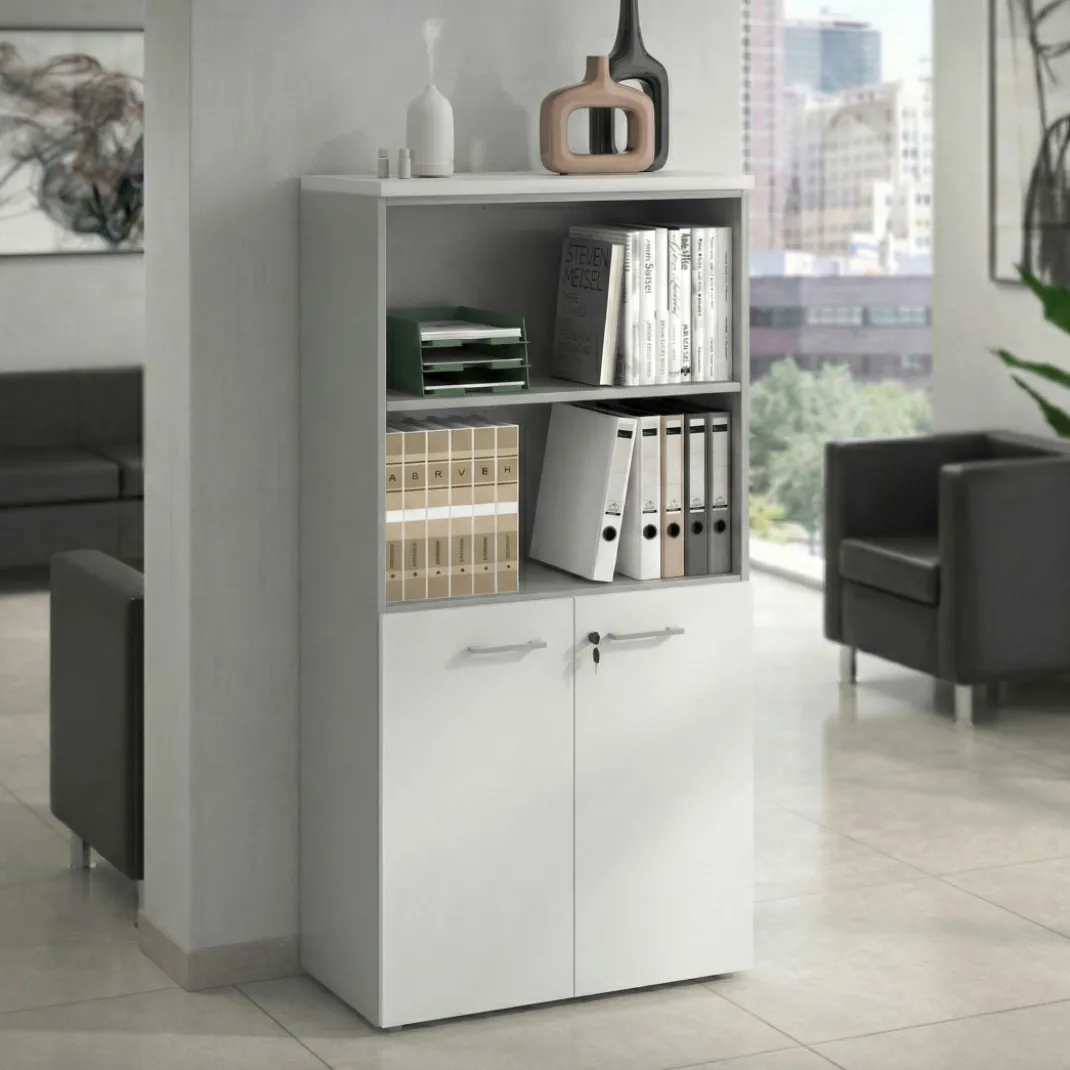 Armario de oficina Basic, medida 155x80cm con puerta baja