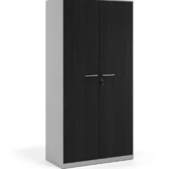 Armario de oficina metálico con puertas de melamina Strong 185x92cm, estructura aluminio