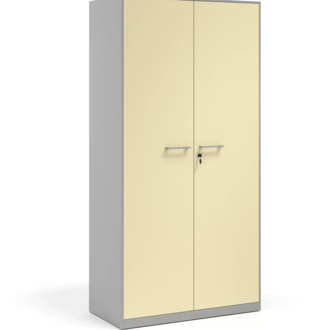 Armario de oficina metálico con puertas de melamina Strong 185x92cm, estructura aluminio