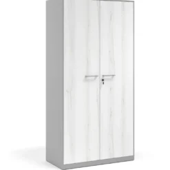Armario de oficina metálico con puertas de melamina Strong 185x92cm, estructura aluminio