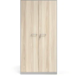 Armario de oficina metálico con puertas de melamina Strong 185x92cm, estructura aluminio