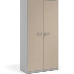 Armario de oficina metálico con puertas de melamina Strong 185x92cm, estructura aluminio