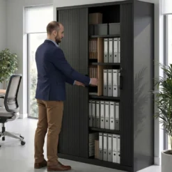 Armario de persiana Strong 109x92cm, estructura blanca