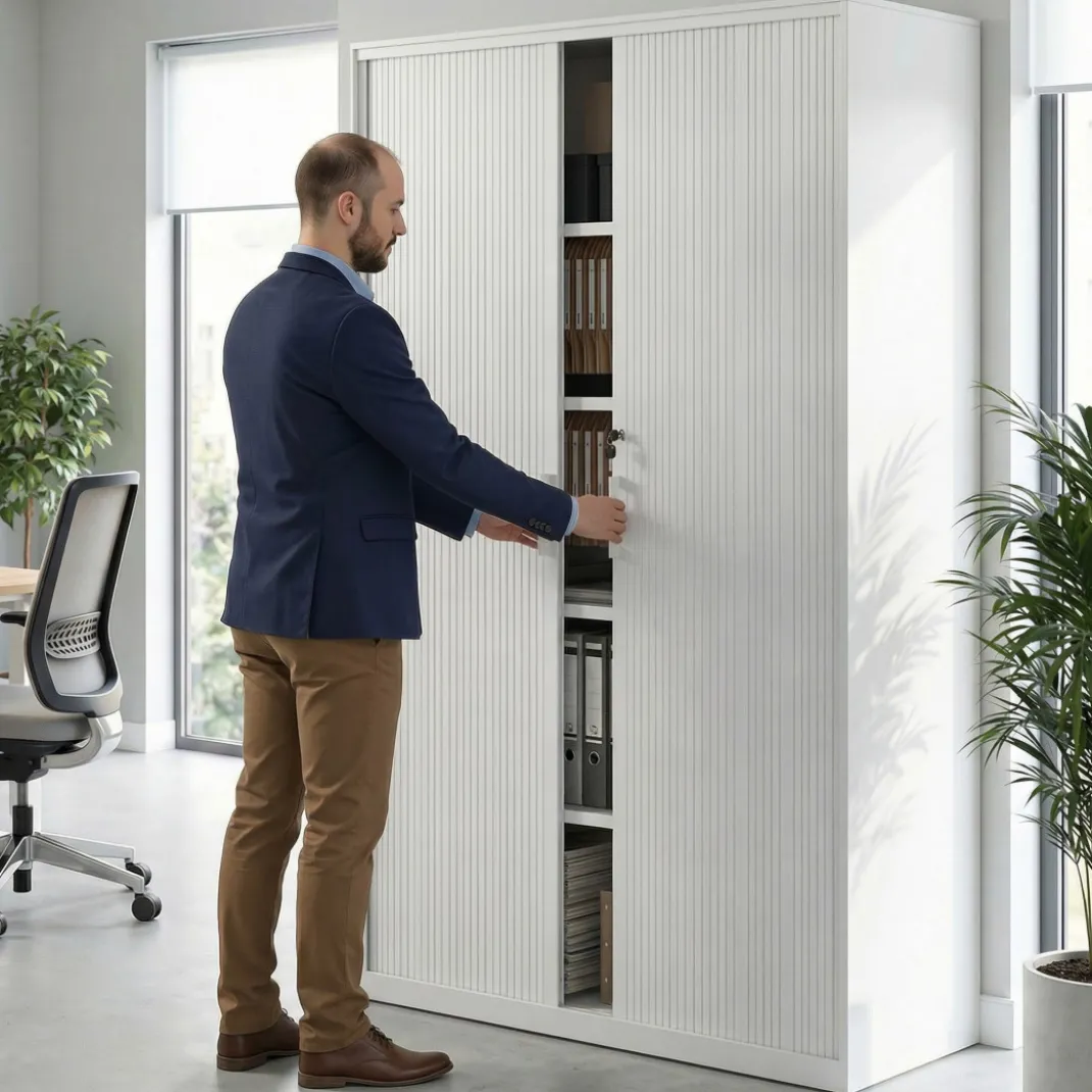 Armario de persiana Strong 185x120cm, estructura blanca