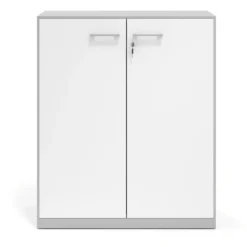 Armario metálico para oficina con puertas de melamina Strong 109x92cm, estructura aluminio