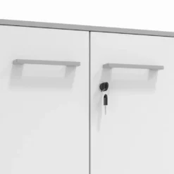 Armario metálico para oficina con puertas de melamina Strong 109x92cm, estructura aluminio