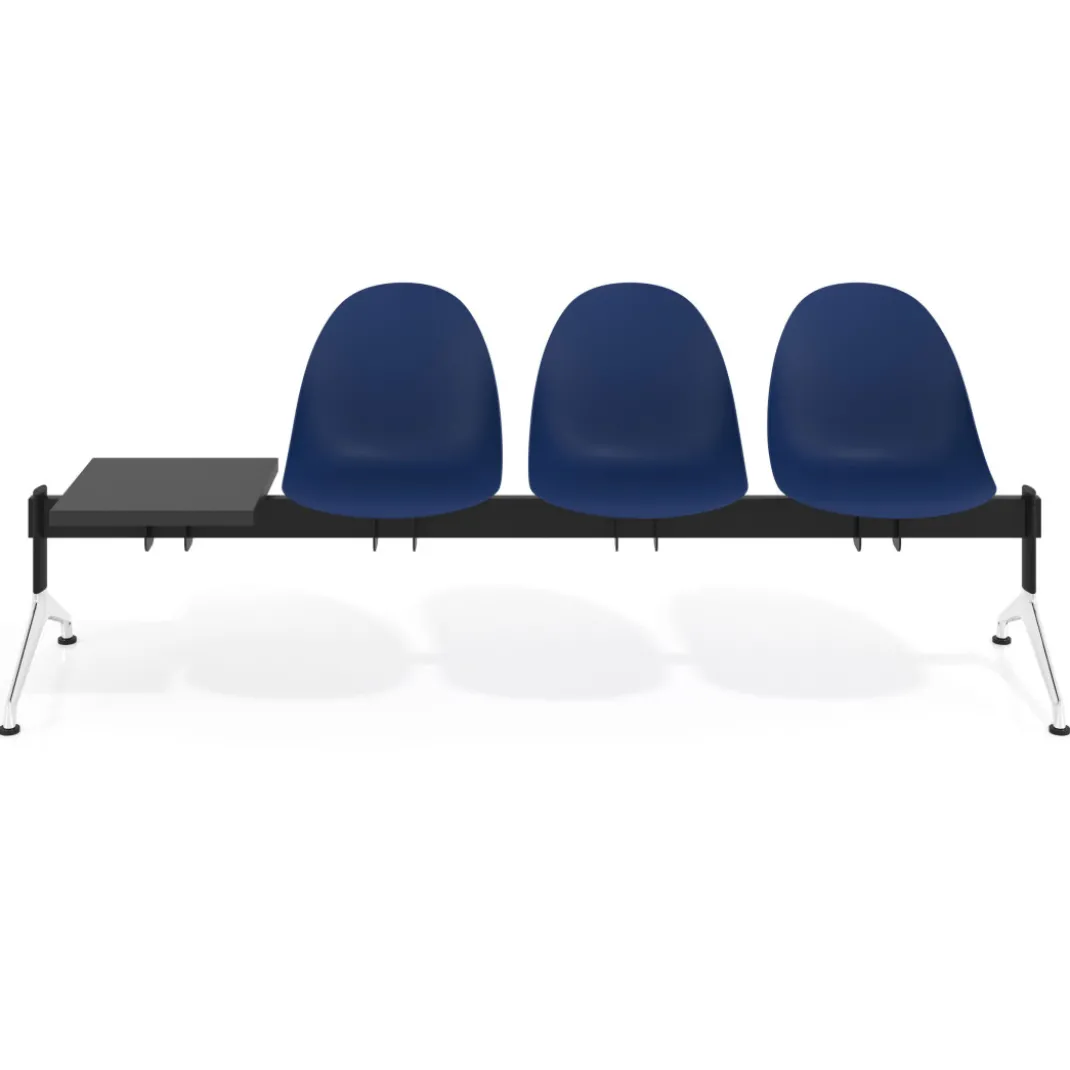 Bancada Sala de Espera Flow 3 asientos + mesa pata aluminio lúcido