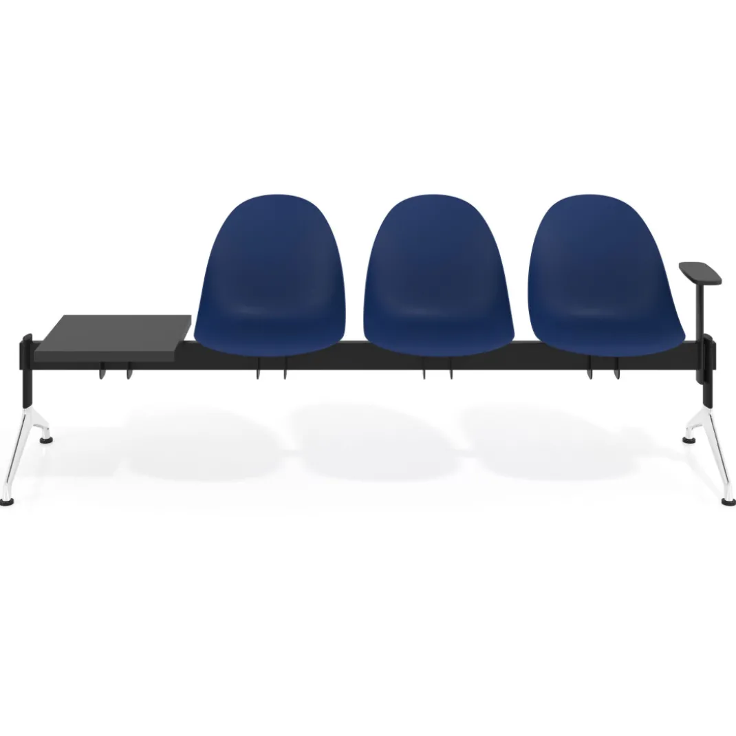 Bancada Sala de Espera Flow 3 asientos + mesa pata aluminio lúcido