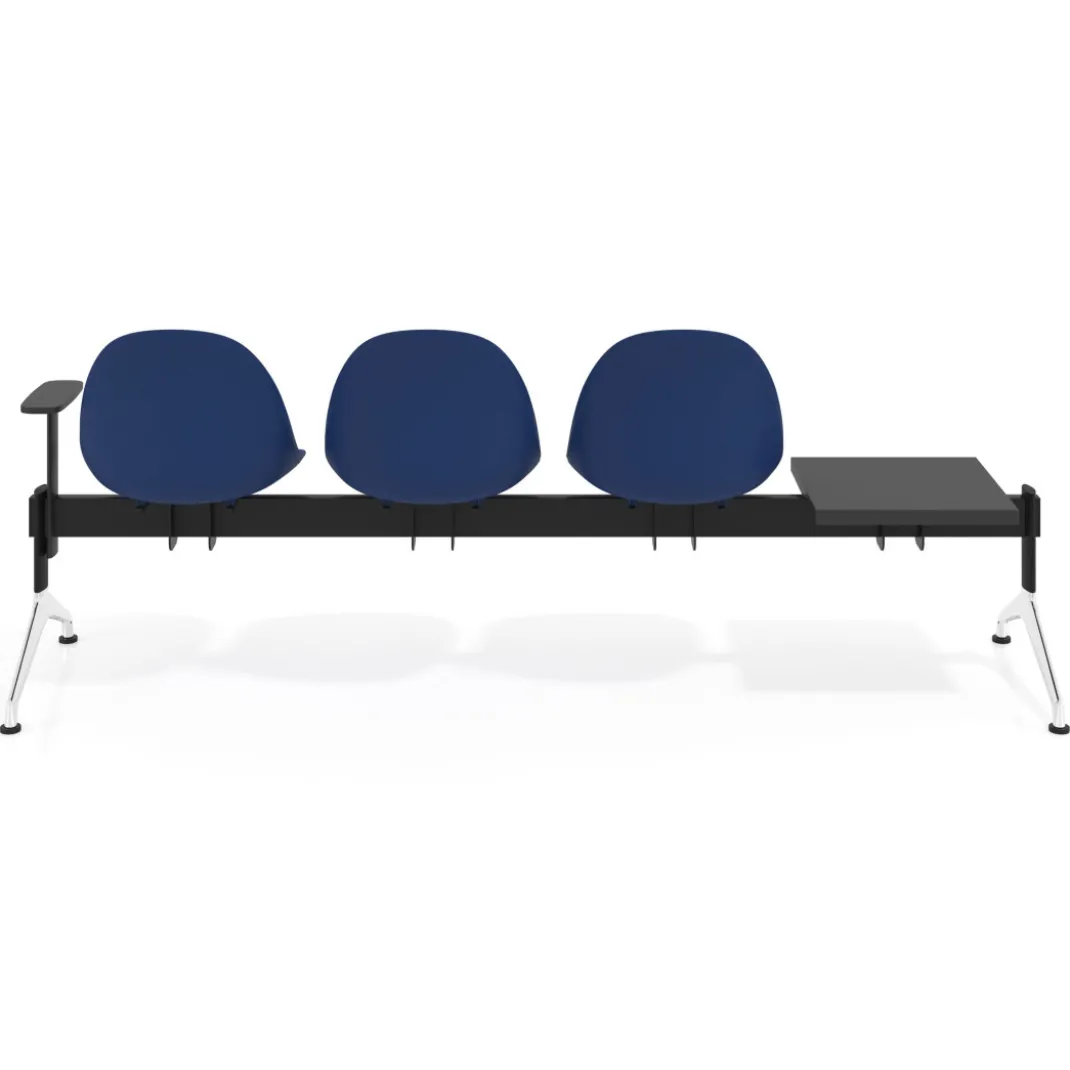 Bancada Sala de Espera Flow 3 asientos + mesa pata aluminio lúcido
