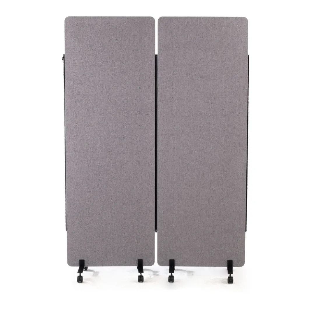 Biombo separador acústico tapizado, doble mampara