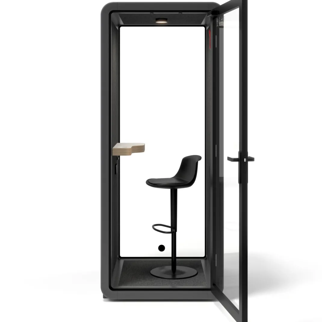 Cabina acústica telefónica Ofipod individual, estructura negra