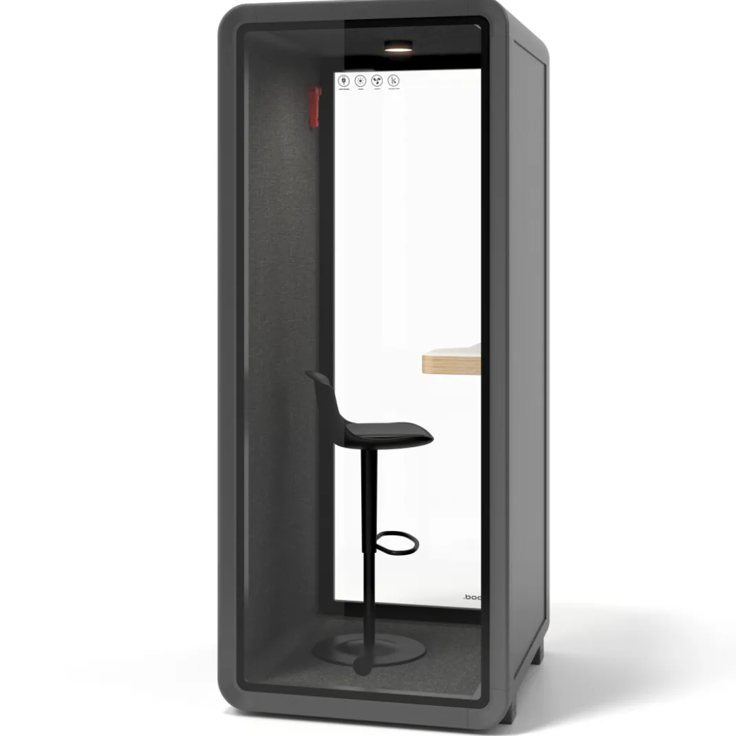 Cabina acústica telefónica Ofipod individual, estructura negra