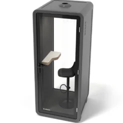 Cabina acústica telefónica Ofipod individual, estructura negra