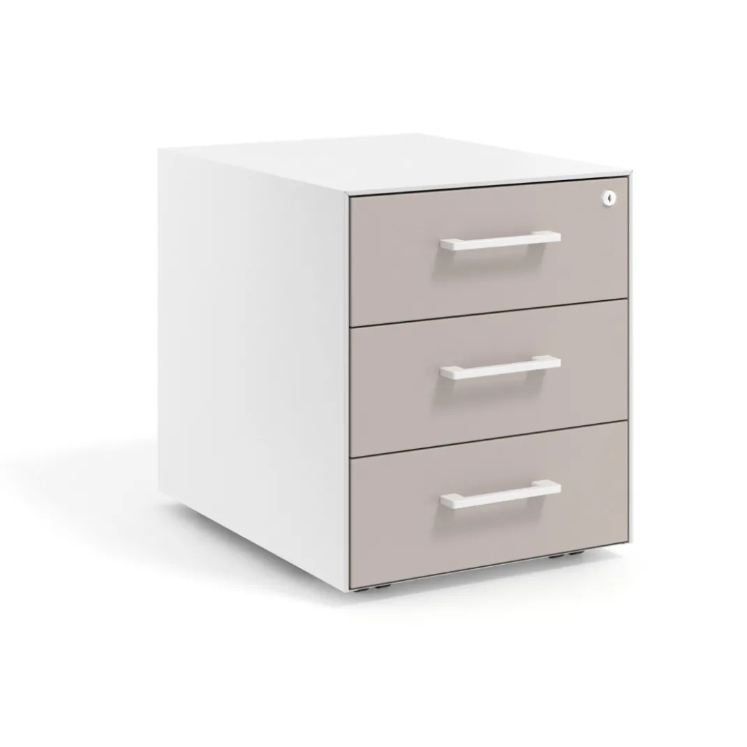 Cajonera de oficina Strong 3 cajones estructura blanca frontales melamina