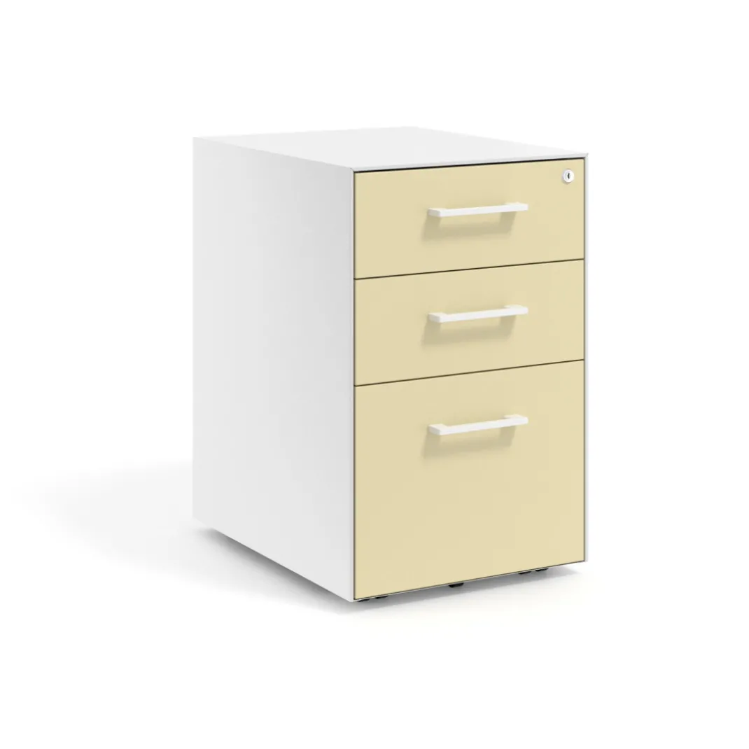 Cajonera de oficina Strong 2 cajones + archivo estructura blanca frontales melamina