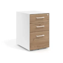 Cajonera de oficina Strong 2 cajones + archivo estructura blanca frontales melamina