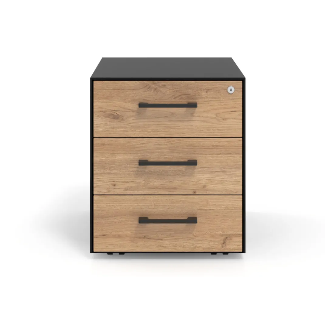 Cajonera de oficina Strong 3 cajones estructura negra frontales melamina