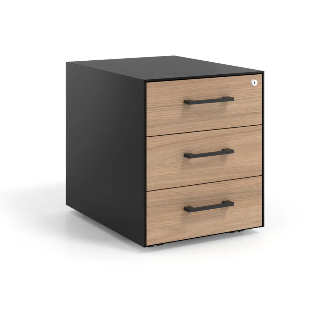 Cajonera de oficina Strong 3 cajones estructura negra frontales melamina