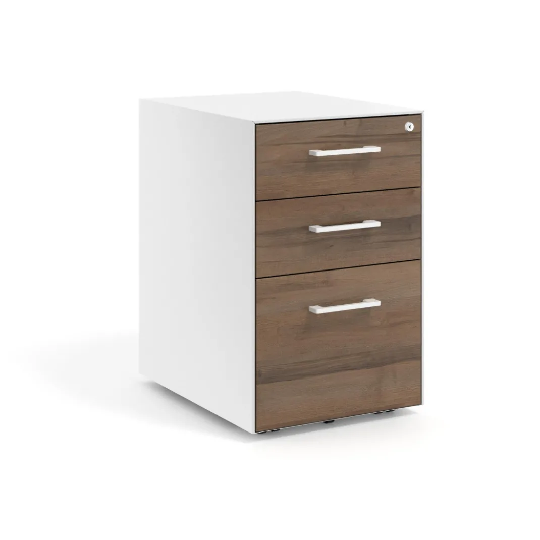 Cajonera de oficina Strong 2 cajones + archivo estructura blanca frontales melamina