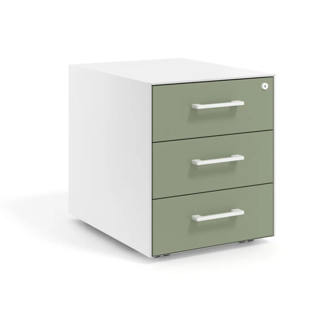 Cajonera de oficina Strong 3 cajones estructura blanca frontales melamina