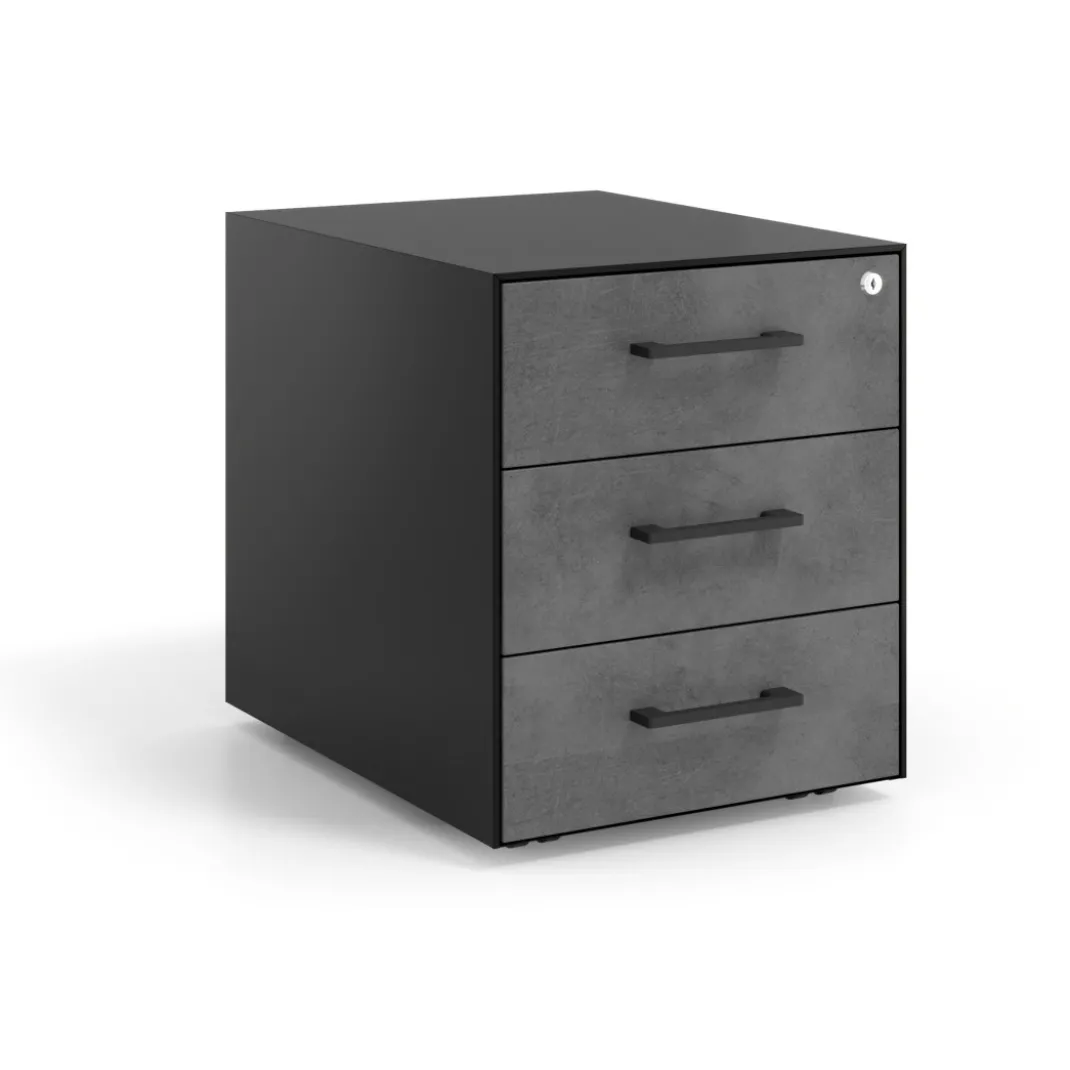 Cajonera de oficina Strong 3 cajones estructura negra frontales melamina