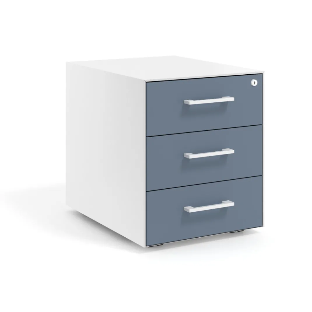 Cajonera de oficina Strong 3 cajones estructura blanca frontales melamina