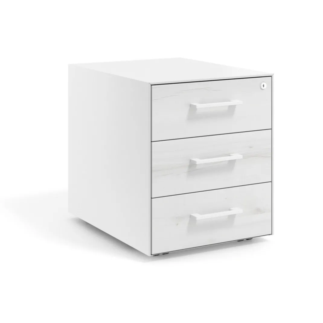Cajonera de oficina Strong 3 cajones estructura blanca frontales melamina