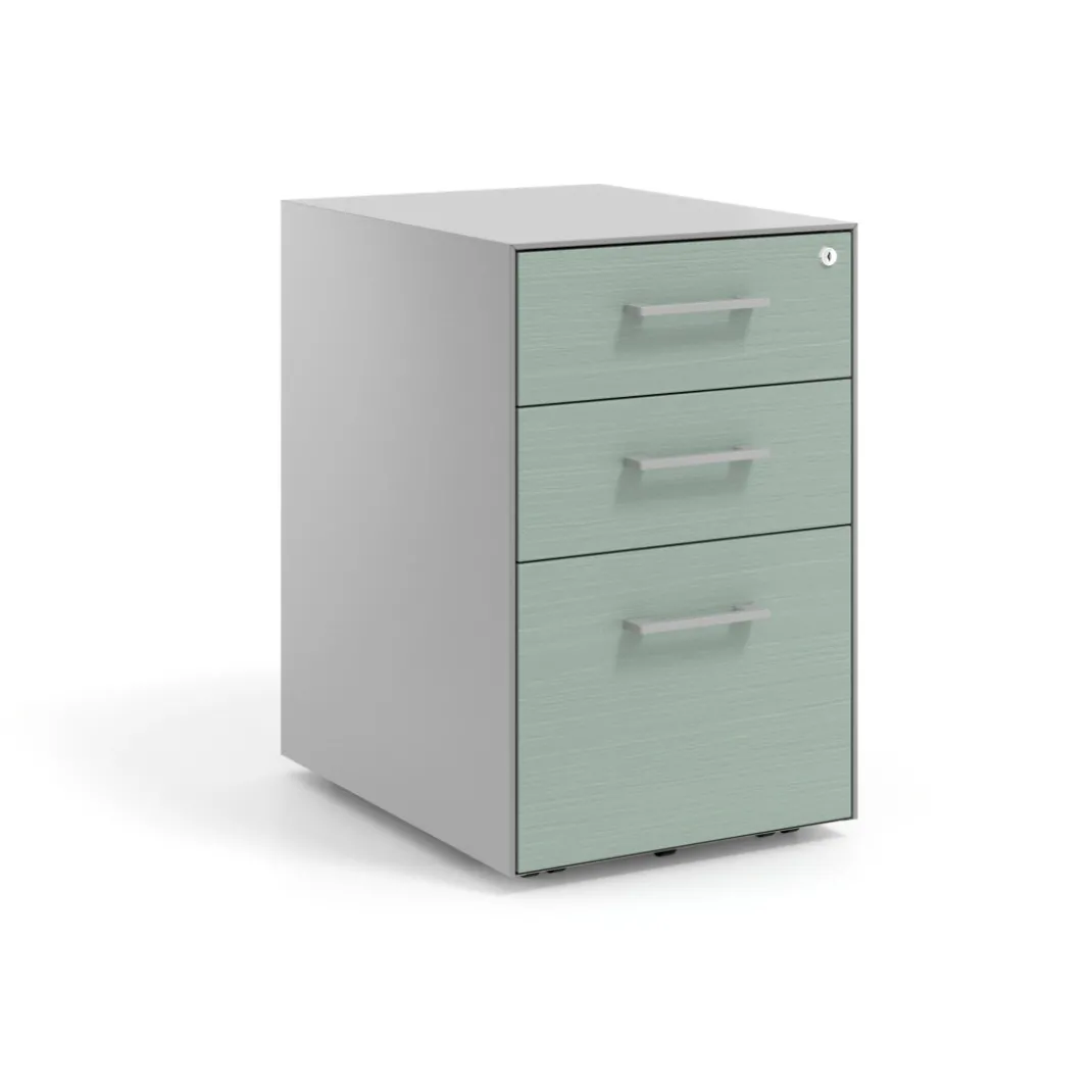 Cajonera de oficina Strong 2 cajones + archivo estructura aluminio frontales melamina