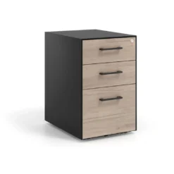 Cajonera de oficina Strong 2 cajones + archivo estructura negra frontales melamina