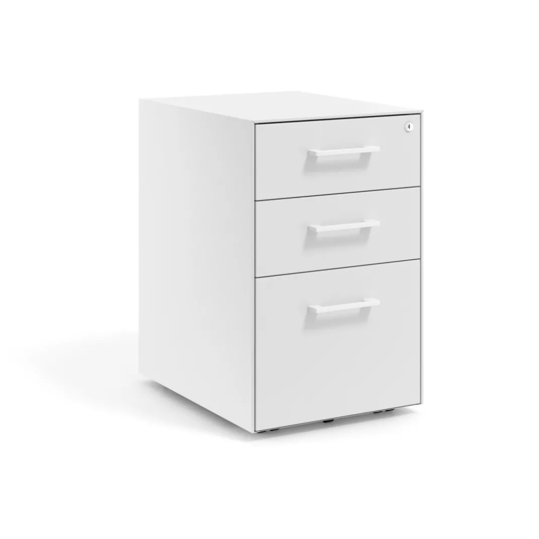 Cajonera de oficina Strong 2 cajones + archivo estructura blanca frontales melamina