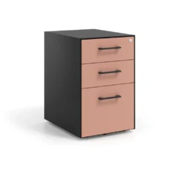 Cajonera de oficina Strong 2 cajones + archivo estructura negra frontales melamina